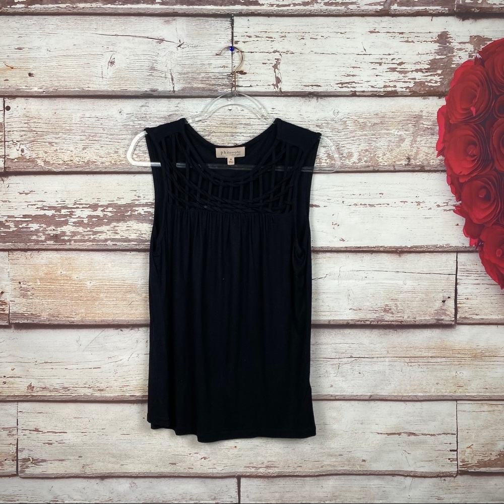 Philosophy Republic clothing black braided shirt